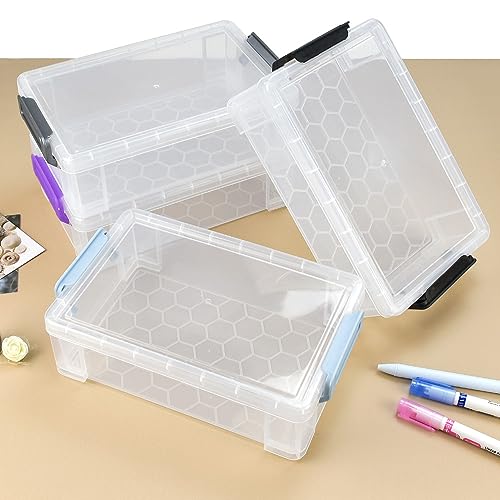 LANSKYLAN 4 Stück Stapelbar Stifteboxen Stiftboxen Durchsichtige Stiftebox Stifte Aufbewahrung Box Aufbewahrungsbox Plastikmäppchen Box 21*14*7cm für Studenten Bleistifte Aquarellstifte Schreibwaren