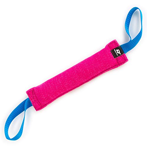 Bull Fit Beisswurst für Hunde, 30 cm, mit Zwei Schlaufen - Sehr Robustes Hundespielzeug zum K9 Training, Tauziehen und Zerrspiele mit Hund - Aus hochwertigem Baumwolle-Nylon handgefertigt (Rosa)