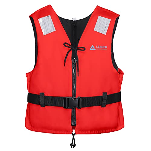 Leader International Schwimmhilfe Erwachsene, Festtoffweste ideal für den Wassersport, Auftriebshilfe bis zu 45N(Rot M: 50-70kg)