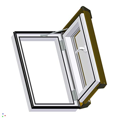 AFG - Skylight Ausstiegsfenster PVC für Warmdach Anschlag Rechts oder Links 55 x 78 mit Eindeckrahmen für Dachziegel Außenfarbe Dunkelbraun ! Dachausstieg Ausstieg