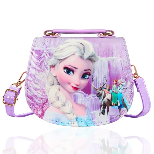 Eiskönigin Kinderhandtasche, Eiskönigin Kinder Umhängetasche, Elsa Tasche Kinder Mädchen, Süße mädchen-umhängetasche, Frozen Cartoon-Umhängetasche mit Verstellbarem Gurt, Geschenke Für Kinder (Lila)