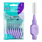 TePe Interdentalbürsten Extra Soft Lila (ISO Größe 6: 1,1 mm) / Für eine besonders sanfte & effiziente Reinigung der Zahnzwischenräume / 1 x 8 Interdental Bürsten