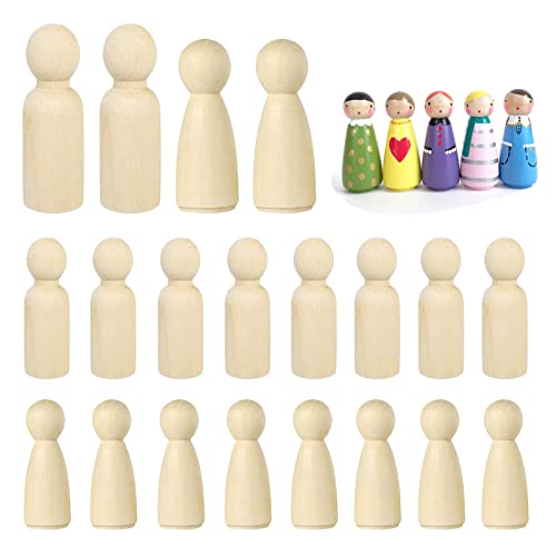 sinzau Holzfiguren, 20 Stück DlY Holzfiguren Puppen. 6,215,8 cm Holzfiguren zum Bemalen 2 Stile, kleine Holzfiguren, fur Hochzeiten, Geburtstage und Partys