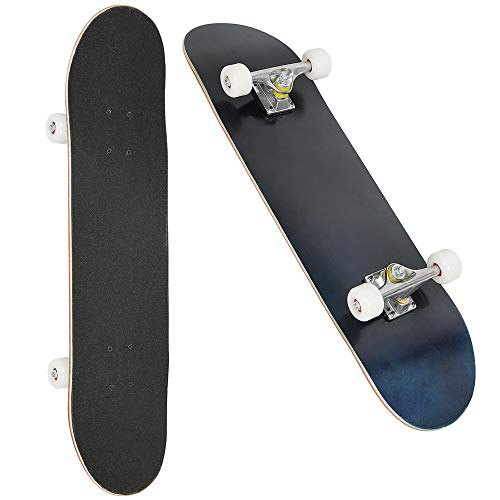 Sarah Skateboard für Jugendliche und Erwachsene - Komplettes Skateboard für Anfänger und Profis (Schwarz)