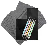 ALEEIK Pauspapier Schwarzes Kohle Papier Transferpapier 150 Blatt Carbon Papier mit 5 Pcs Präge Stift Graphitpapier A4 Durchschlagpapier für Holz Papier Leinwand