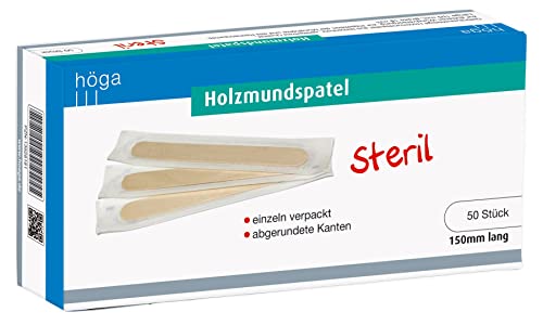 Höga Holzmundspatel, steril, 150mm lang, 50 Stück