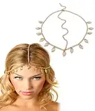 AIQPZ Wahrsagerin Kostüm Damen，Kostüm Wahrsagerin Boho Head Chain Gold Chain Beads Headpiece Bridal Prom Costume Hairstyle Accessoire für Frauen und Mädchen Kopfkette Gold