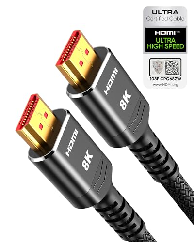 HDMI 2.1 Kabel 3meter Zertifiziertes,Highwings 10K 8K HDMI Kabel 48Gbps Ultra Highspeed 8K 60Hz 4K 120Hz 7680P eARC HDCP 2.2&2.3 DTS:X Dynamische HDR Kompatibel mit Soundbar HDTV Monitor