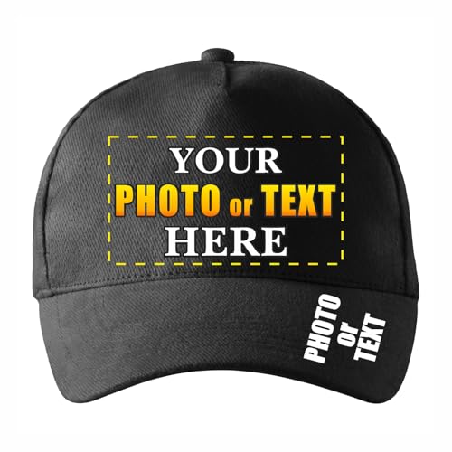 lepni.me Personalisierte Unisex-Kappen mit Text Name Logo Einstellbar Bedruckte Cap für Erwachsene Benutzerdefinierter Hüte mit Schnallenverschluss (Einstellbar Schwarz Mehrfarben)