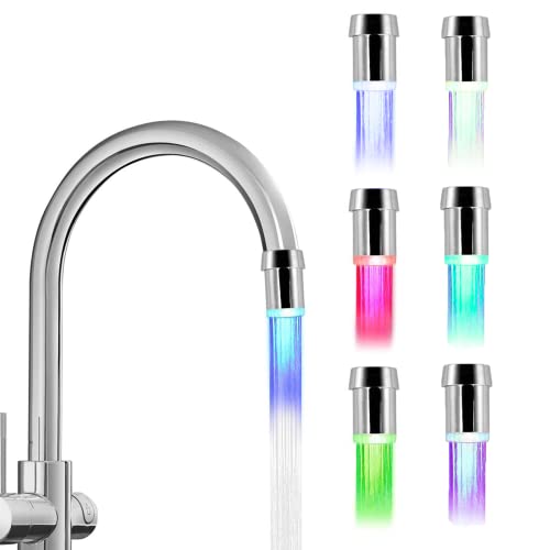 VIEVRE 2 Stück LED Wasserhahn,7 Farben Wasserhahn Aufsatz Küche,Bluegreen Wassersparer,LED Wasserhahn Aufsatz,Wasserhahn LED,Wasserhahn Aufsatz für Küche Badezimmer