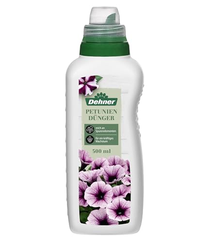 Dehner Petuniendünger, hochwertiger Flüssigdünger, Dünger für Petunien / Surfinien / Geranien, organischer NPK-Dünger, mit Spurennährstoffen, 500ml, für ca. 75l, bunt