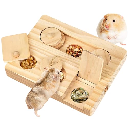 ZDNT Hamster Spielzeug,Meerschweinchen Spielzeug,Hamster Spielzeug aus Holz,6 In 1 Holzspielzeug Zur Futtersuche,Hamster Holzspielzeug für Hamster,Meerschweinchen,Chinchillas,Kaninchen