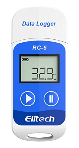 Elitech RC-5 Temperatur Datenlogger Mini USB Temp Rekorder Interner Sensor PDF&CSV-Berichte Hohe Genauigkeit Temperatur Data Logger 32000 Punkte Record Wasserdicht nach IP67 für Lager Labor