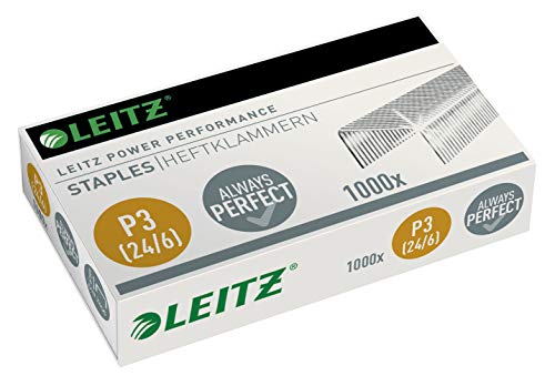 Leitz Power Performance Heftklammern P3, 1000 Stück, Verzinkt, 55700000 24/6mm