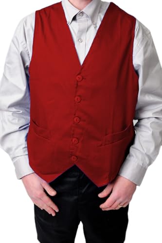 IBEX Ärmellose Herren-Weste mit V-Ausschnitt, schmale Passform, für Kellner, Bar-Personal, Kostüm, Hochzeitsfeier, rot, XXXXX-Large