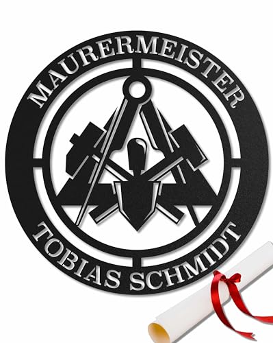 Zunftzeichen Maurer – Personalisiertes Metallschild, Robuste Berufssymbolik für Baumeister, Stilvolle Wanddekoration, Ideal für Baustelle & Büro, Persönliches Maurer-Geschenk