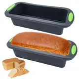 2 Stück Silikon Brotbackform, Antihaft Brotbackformen BPA-frei 28x12x6.5cm Kastenform Kuchen Silikon Backform Kasten,Backform Silikon Kastenform,Brotform Silikon für Kuchen und Brote,Dunkelgrau