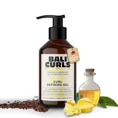BALI CURLS Curl Defining Gel – Definierendes Locken Gel mit Leinsamen- und Ylang-Ylang-Extrakt – Veganes Lockengel für geschmeidige und definierte Curls – Lockenpflege für Naturlocken – 150ml