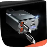Gritin 4 in 1 Zigarettenanzünder USB C 69W Auto Ladegerät Adapter, USB Schnellladegerät mit Spannungsanzeige & Adaptive Charging Technologie, Car Accessoires mit Dual 80cm Kabel für iPhone & Android