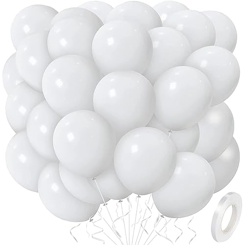 BELSVOR 50 Stück Luftballons, Luftballons Geburtstag, 50 Stück (50 Stück weiß Luftballons), Luftballon für Geburtstags/Hochzeits/Party/Weihnachtsdekorationen, 12 Zoll Latexballons