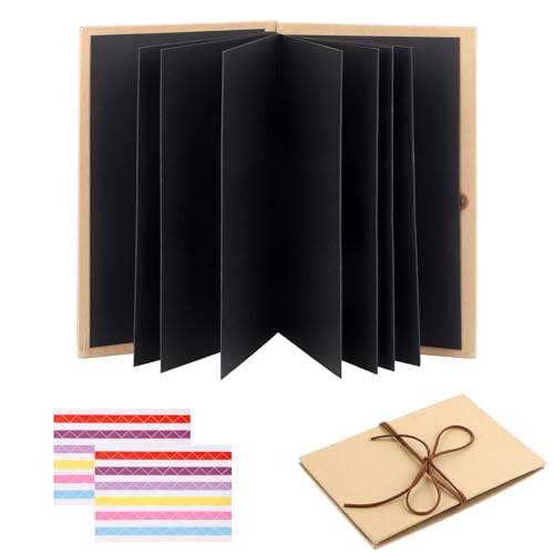 5 Inch Fotoalbum zum Selbstgestalten, 17,5 x 11,5cm Klein Fotobuch zum Einkleben 34 Seiten, DIY Mini Scrapbook Memory Book, Photoalbum für Geburtstagsgeschenk, Hochzeit, Abschluss Geschenk,Schwarz