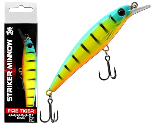 Wild Devil Baits Striker Minnow Wobbler Hardbait Kunstköder Raubfisch Köder Barsch Hecht Zander (Fire Tiger)