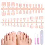 MELLIEX 120 Stück Falsche Fußnägel Kit, Französisch Natürliche Künstlich Fußnägel zum Aufkleben, Full Cover Toe Nails Tips für Frauen, 12 Größen