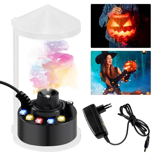 BYZESTY Ultraschall Vernebler, 12 LED Ultraschall Nebelmaschine, Nebler Ultraschall Vernebler, Mist Maker Wassernebler Fogger mit Abnehmbarem Spritzschutz für Springbrunnen,Teich, Nebel, Halloween