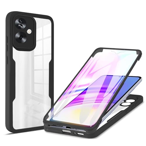 Rnrieyta Miagon 360 Grad Hülle für Oppo A79 5G,Ganzkörper Schutzhülle mit Eingebauter Displayschutzfolie Full Body Silikon Case Durchsichtige Bumper,Schwarz