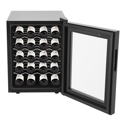 Hadwigger Weinkühlschrank 20 Flaschen 48L 12-18°C Getränkekühlschrank Weinschrank Mini Kühlschrank Wein Kühler mit LED Display,Glastür,Anti-UV, leise