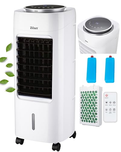 3in1 Standventilator mit Wasserkühlung - Mobile Klimaanlage ohne Abluftschlauch -Verdunstungskühler Aircooler Turmventilator mit Fernbedienung Luftreiniger - Timer - 7L Tank 12H Timer