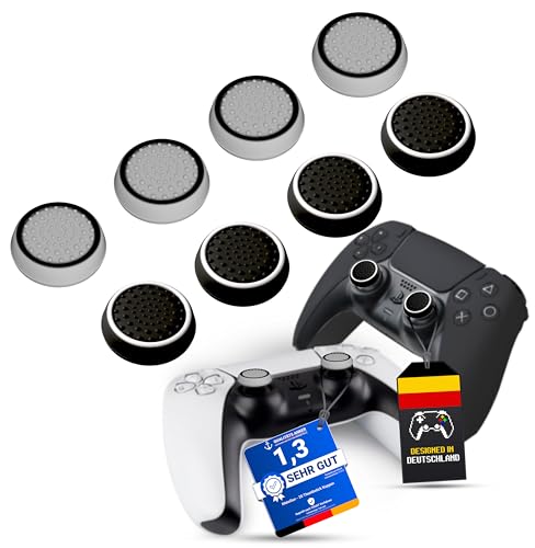 MatoSan® 8 Stück Black & WHite | PS5 Zubehör Thumbstick Silikon Kappen - PS5 Controller Grip, PS4 Sticks, Xbox Controller Schutz - Erhöhte Präzision & Langlebigkeit - PS5 Controller Zubehör