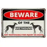 MUYIASER Warnschild aus Aluminium mit Aufschrift "Beware Of The Dog", Windhundschild, Warnschild für Zaun, Hof, Zuhause, Küche, Bauernhof, Garten, Wanddekoration, 20,3 x 30,5 cm