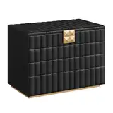 SONGMICS HOME ANAH Kollektion - Schmuckkästchen stapelbar mit Spiegel, 4 Ebenen Schmuckaufbewahrung, PU mit Nähten, Schmucktabletts, 17 x 28 x 20,5 cm, Geschenkidee, tintenschwarz JBC181B01