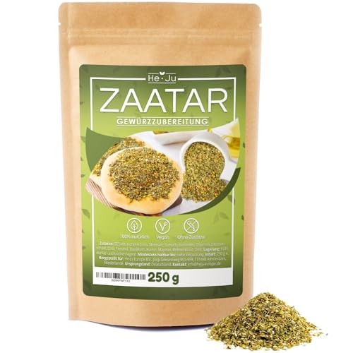 He-Ju Zaatar Gewürz Zubereitung 250 g vegan, glutenfrei, ohne Zuckerzusatz, orientalische Gewürzmischung für die nordafrikanische und arabische Küche
