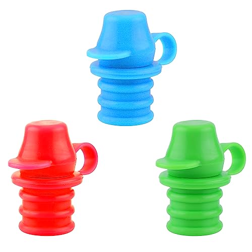 3St Silikon Ausgießer für Wasserflaschen, kein Verschütten Flaschenaufsatz Silikon Kinder Quetschbeutel Aufsatz für die Meisten Flaschen, Kinder, Erwachsene (3 Farben)
