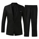 Generisch Anzug Herren Slim Fit Sportlich Business Sakko Blazer Anzug Set Büro Revers Modern Zweiteilig Hochzeitsanzug 2 Teilig Leicht Festlich Einfarbig Freizeitanzug Outfit Anzughose Herrenanzug