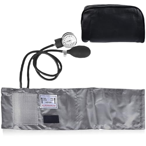 Manuelles Blutdruckmessgerät, Blutdruckmessgerät Manuell Blutdruckmanschette Home Blut Druck Cuff Kit mit Einzelkopf-Stethoskop mit Reißverschluss-Etui(Grau)