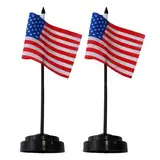 US Desktop Miniature Flag,USA Deluxe Schreibtisch Flagge,American US Desktop Flag,American Büro Desk Flag,Amerikanische Tischflagge,Amerika Flagge,Kleine Amerika Flagge,14 * 21cm,2 Stücke