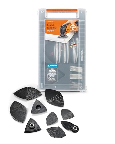 Fein Best of Starlock Sanding (63 teiliges Zubehör-Set für Multitools, Aufnahme Starlock, 2 Schleifplatten, 1 Schleiffinger, Schleifblätter K 60, 80, 120) 35222967040