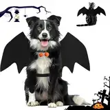 TFSZE Haustier Fledermausflügel, Hund Haustier Halloween Kostüm Mit 2PCS Pumpkin Bell,Einstellbar Ca. 6 Cm Halloween Katzenkostüm, Niedlich Halloween Kostüm, Für Schwarze Halloween Nacht Party-Größe L