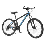 FortyFor 26" Mountainbike, Schwarz und Blau Höhenverstellbar Fahrräd 21-Gäng und Scheibenbremse MTB Fahrrad für Erwachsene Menschen, Mädchen, Jungen, Herren und Damen