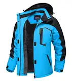 TACVASEN Damen Wandern Winterjacke Winddicht Wasserabweisend Regenjacke Ski Jacke Wetterjacke Trekking Camping Übergangsjack, Blau-schwarz, M