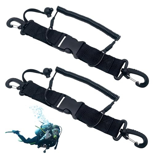 Spiralkabel Tauchen Kamera,2stk Tauchen Spiralkabel,Tauchen Zubehör mit Karabiner,Werkzeuge Tauchhaken,Tauchen Ausrüstung Lanyard mit Schnellverschluss,Tauchkamera Lanyard für Unterwasserkamera
