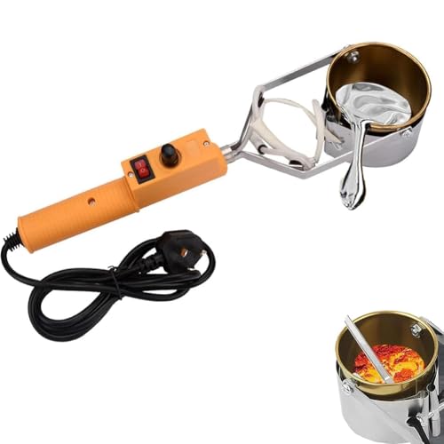 HYQNG Tragbarer elektrischer Schmelztiegel für Blei, 300 W Bleischmelztiegel für Angelgewichtsformen, Metallschmelzofen mit Griff, Temperatur 150–450 ℃, 65 mm Tiefe Tiegel, für DIY-Metallanhänger