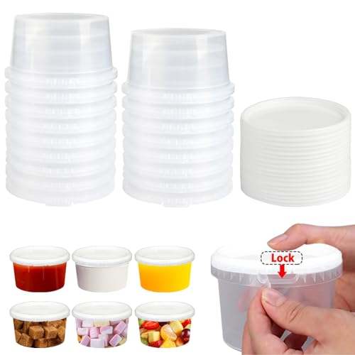 Jogoico 20 Stk. Aufbewahrungsdosen mit Deckel, 165ML Frischhaltedosen Auslaufsichere Salad Dressing Container Mikrowellengeeignete Kunststoffbehälter Kühlbare Kleine Dosen für Soßen Dips Gewürze