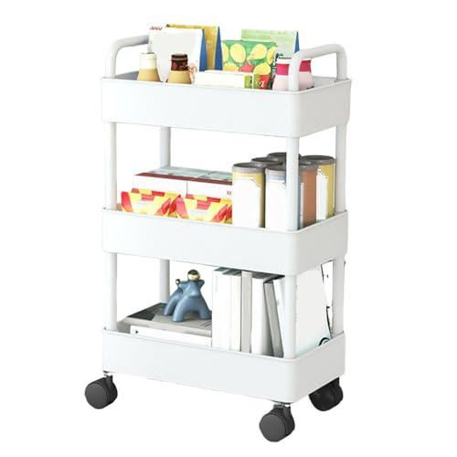 Mzshne 3-stufiger, rollender Mehrzweck-Lagerwagen Craft Cart Servierwagen mit Rollen für Büro, Badezimmer, Küche