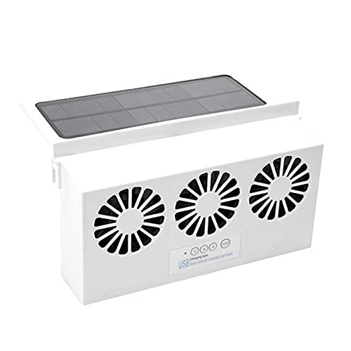 Generation Autorüftung USB Zirkulation Abgaslüfter Kühler Fahrzeugkühlwerkzeug Solarbetrieben Auto Air Entlüftungsventilator(Color:Blanco)