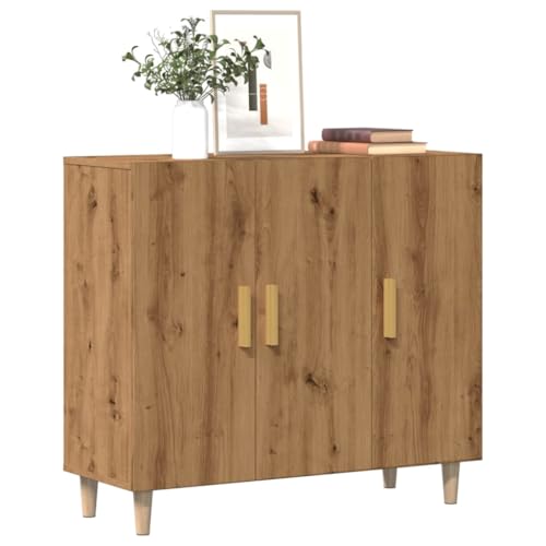 WKIEQACO Schränke & Aufbewahrung, Buffets & Sideboards, Sideboard Artisan Eiche, 90 x 34 x 80 cm, Holzwerkstoff