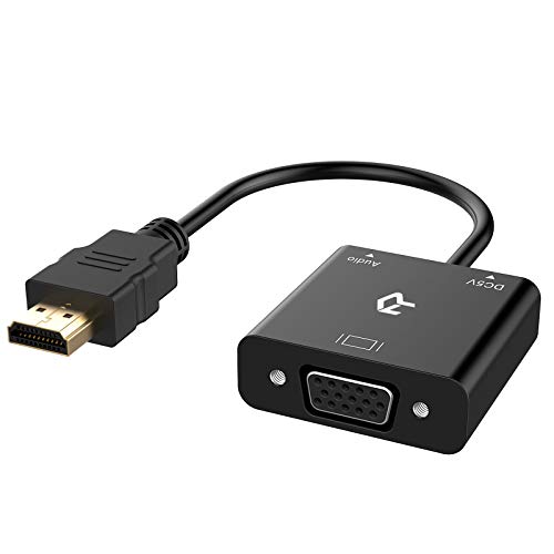 Rankie HDMI auf VGA Adapter, Vergoldet 1080P HDTV Konverter mit Audio und Micro-USB-Ladekabel, Schwarz